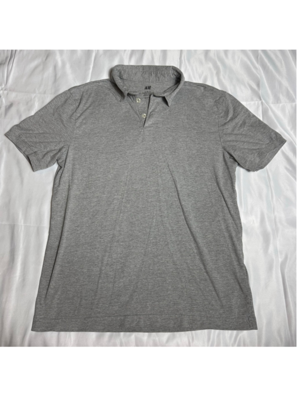 Men's H&M Slim Fit Polo Shirt Size M Grey